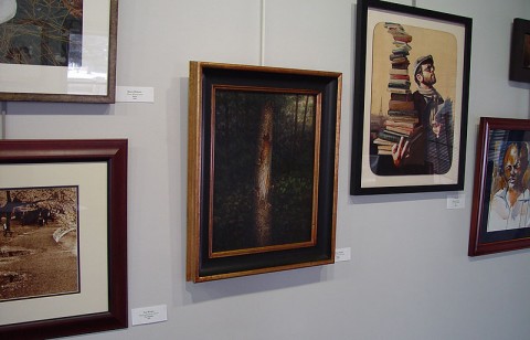 Twilight in the Wood, painting by David Jay Spyker on display at Lowell Area Arts Council, MI