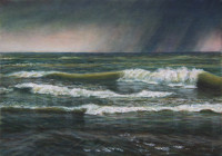 "Rain Storm Off South Haven", 2010, Acrylics on Canvas, 5 x 7 in., by David Jay Spyker