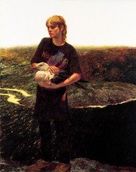 Portrait of Orca Bates, Jamie Wyeth, 1989, Oil on Panel, 50 x 40 in., Farnsworth Art Museum, Rockland, Maine