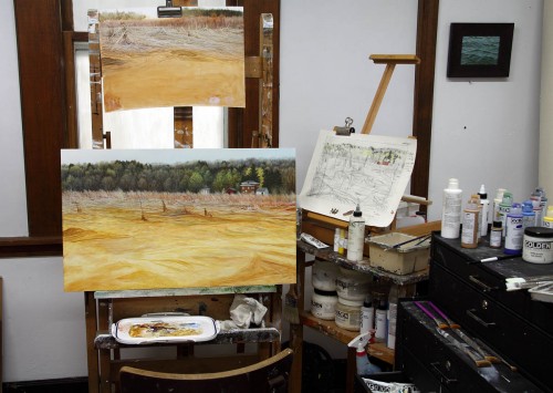 In the studio: the painting "Whisper" in progress.